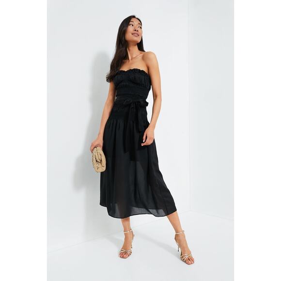 Moon River Dresses & Skirts - Moon River Black Ruched Tie Front Dress NWT Size Medium